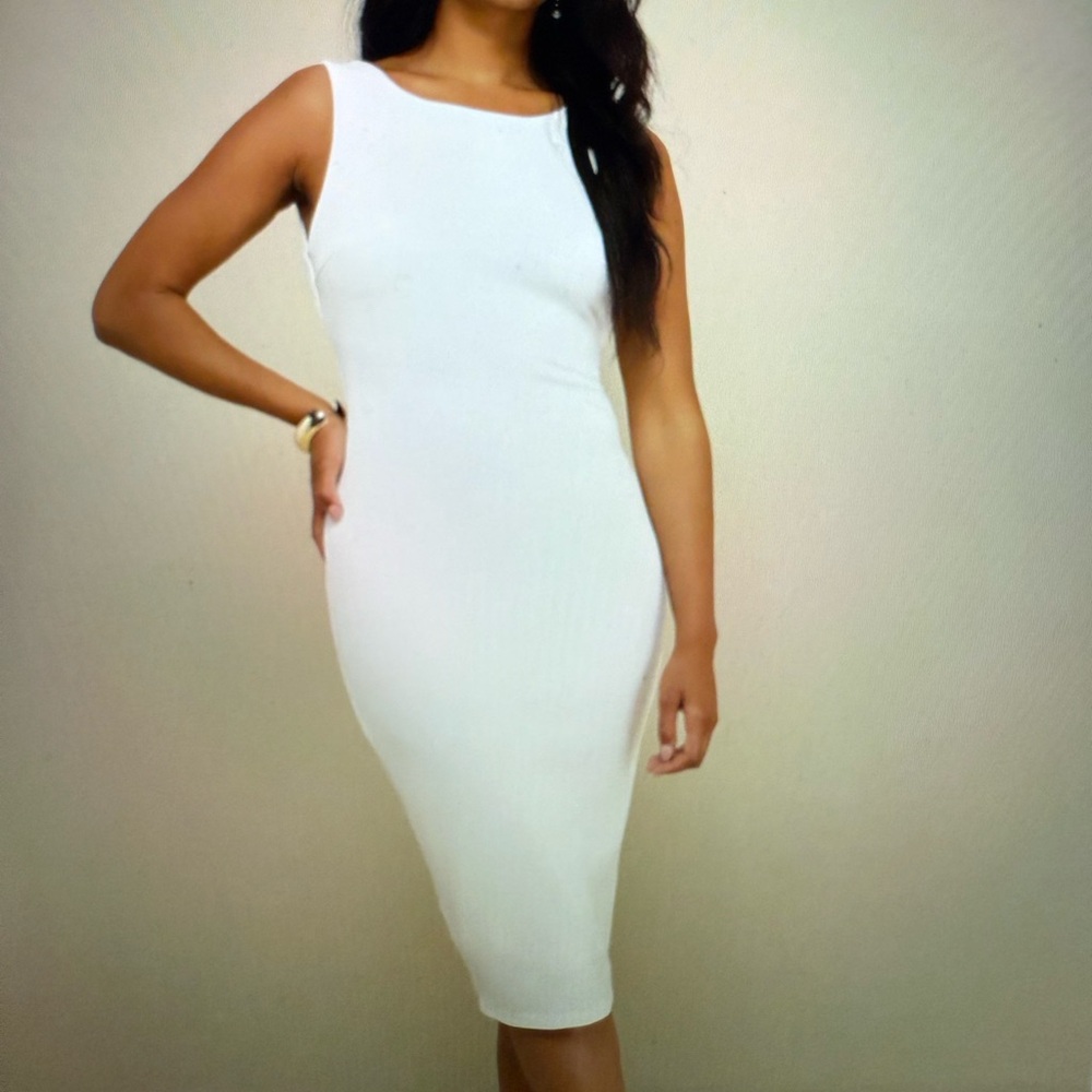 Lulus Size L White Backless Midi Dress